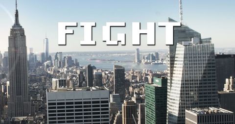 Fight Text Overlaying Urban Cityscape Background - Download Free Stock Images Pikwizard.com
