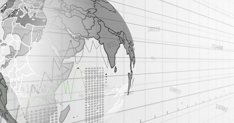 Rotating Globe with Statistical Data and Grid Network - Download Free Stock Images Pikwizard.com