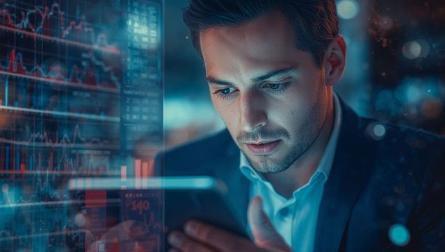 Business Professional Analyzing Financial Data on Digital Platforms