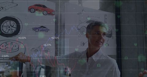 Innovative businesswoman presenting car design and market trends