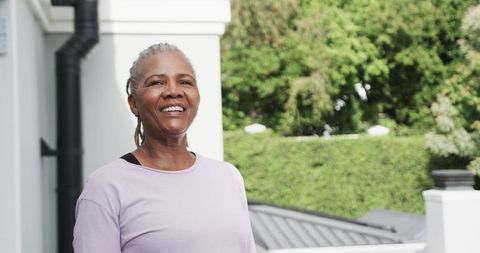 Joyful Senior African American Woman Smiling Outdoors