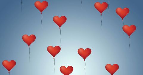 Heart-Shaped Balloons Floating on Blue Background - Download Free Stock Images Pikwizard.com