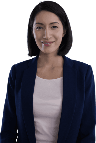 Transparent Confident Businesswoman in Professional Attire Smiling
