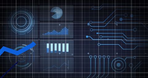 Abstract Digital Interface with Data Analytics Chart Elements - Download Free Stock Images Pikwizard.com