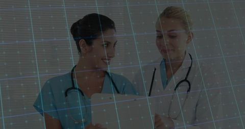 Female Medical Staff Analyzing Patient Data in Clinic Settings