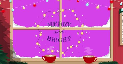 Merry and Bright Holiday Window with Seasonal Decorations