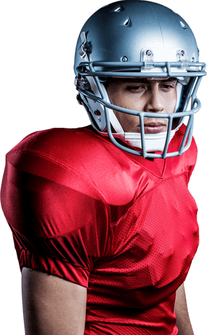 Transparent background american football player wearing red uniform