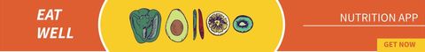 Vibrant Nutrition App Banner with Healthy Food Illustrations - Download Free Stock Templates Pikwizard.com