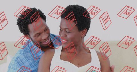 Happy African American Couple Enjoying Quiet Reading Time Together