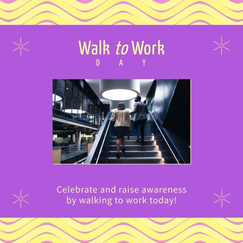 Walk to Work Day Celebration with Office Employees - Download Free Stock Templates Pikwizard.com