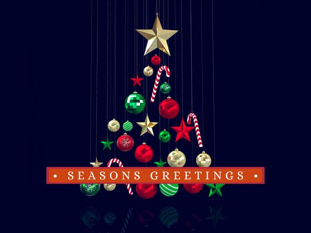 Season's Greetings Festive Ornament Christmas Tree - Download Free Stock Videos Pikwizard.com