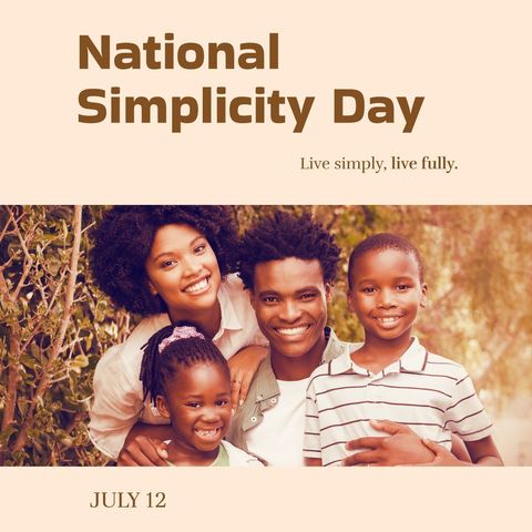 Happy family celebrating national simplicity day outdoors