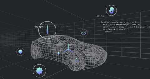 3d car model with digital interface and programming codes - Download Free Stock Images Pikwizard.com
