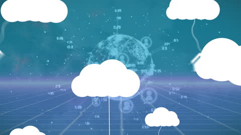 Digital Network Cloud Icons with Global Connections