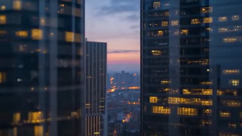 Focus Shifting on City Towers in Twilight