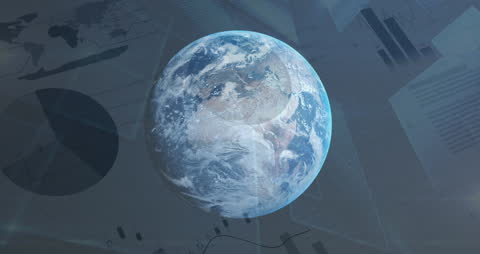 Global Networking Concept with Spinning Earth and Digital Data