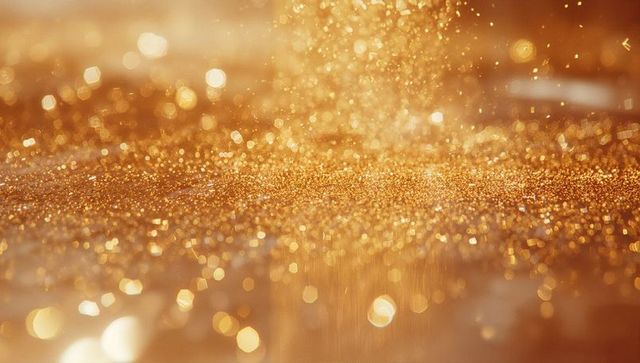Sparkling Golden Glitter Shower with Bokeh Effect