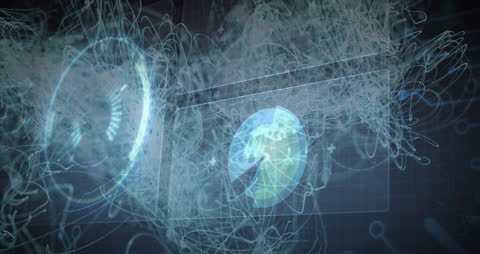 Abstract Digital Network Art with Globe in Motion