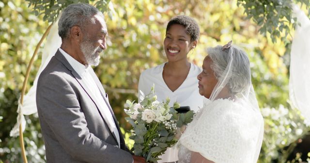 Elderly Couple Exchanging Vows in Outdoor Wedding Ceremony - Download Free Stock Images Pikwizard.com