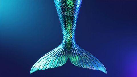 Captivating mermaid tail with iridescent blue-green scales