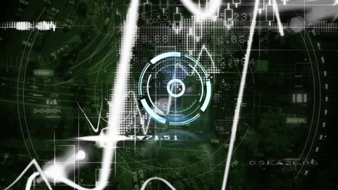 Futuristic Data Processing with Digital Interface Over City