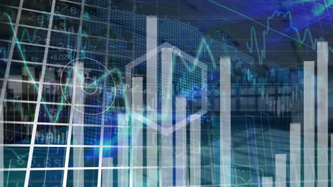 Digital Financial Data Charts and Graphs Overlay
