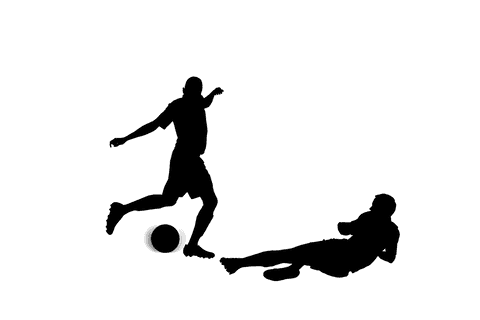 Silhouettes of Male Football Players on Transparent Background