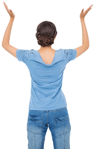 Back of ColH-1Lathetic Standing with Raised Hands on Transparent Background - Download Free Stock Videos Pikwizard.com