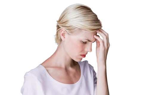 Caucasian Woman Touching Head in Despair Over Transparent Background - Download Free Stock Videos Pikwizard.com