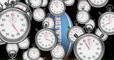 Stopwatches with Argentine Rugby Ball Background