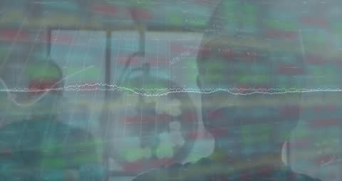 Diverse Doctors Analyzing Financial Data Overlay