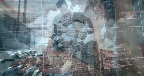 Multidisciplinary Researchers Analyzing Rock Samples with Data Visualization