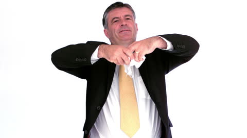 Frustrated Businessman Tearing Documents in Slow Motion