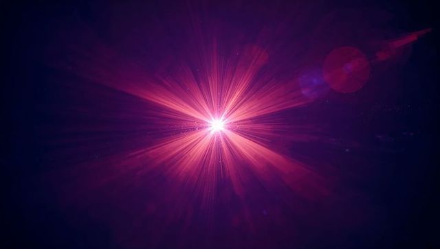 Vibrant cosmic light burst with lens flare effect