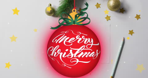Animated Merry Christmas Ornament with Festive Decor