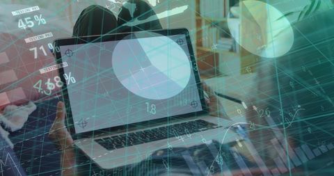 Digitally Generated Woman Analyzing Financial Data on Laptop - Download Free Stock Images Pikwizard.com