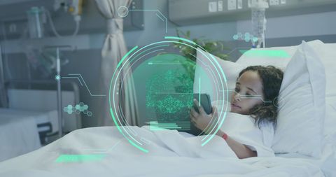 Innovative health technology with young patient in hospital