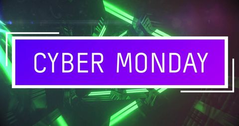 Cyber Monday Bold Text Over Neon Background