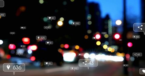 Social Media Icons Overlaid on Blurred Night-Time Traffic - Download Free Stock Images Pikwizard.com