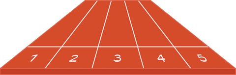Five-Lane Track on Transparent Background Illustrating Competitive Edge