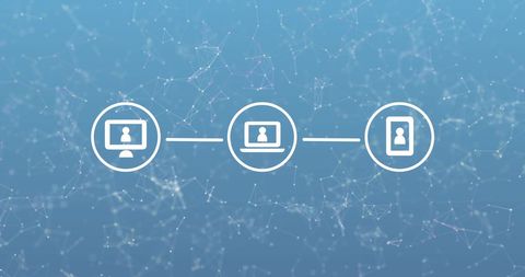 Digital Network Icons with Plexus Connections on Blue Background - Download Free Stock Images Pikwizard.com