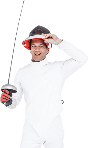transparent fencer holding sabre in victory pose - Download Free Stock Videos Pikwizard.com