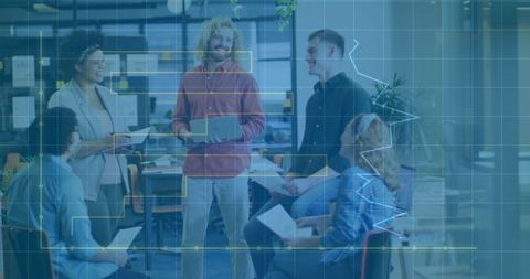 Team of Professionals in Open Office Collaborating on Ideas