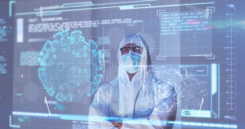 Scientist Analyzing Data on Infected Cells and Global Health