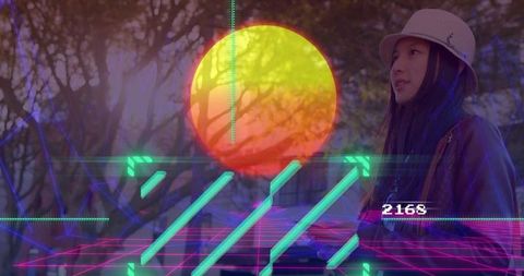 Futuristic urban scene blending tech and lifestyle