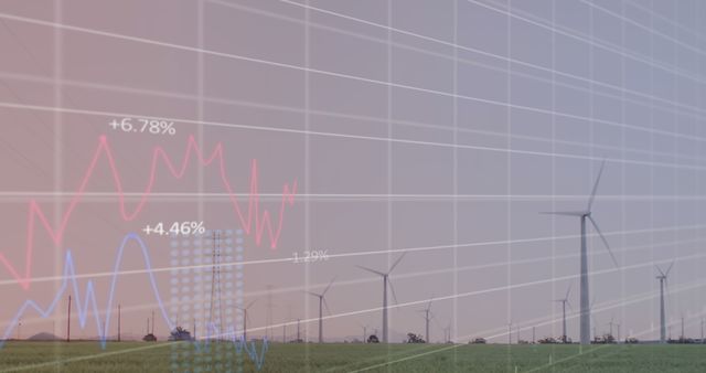 Futuristic Renewable Energy Concept With Wind Turbines And Stock Market Graphs - Download Free Stock Images Pikwizard.com