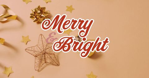 Festive merry and bright christmas banner with decorations