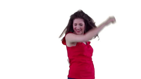 Woman Enthusiastically Jumping with Freestyle Energy