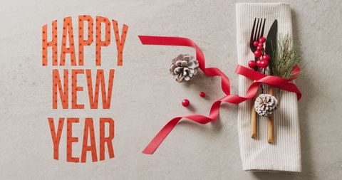 Festive New Year Tableware Display with Holiday Decorations - Download Free Stock Images Pikwizard.com