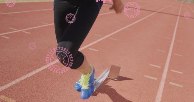 Athlete Starting on Running Track with Unique Overlay Graphics - Download Free Stock Images Pikwizard.com